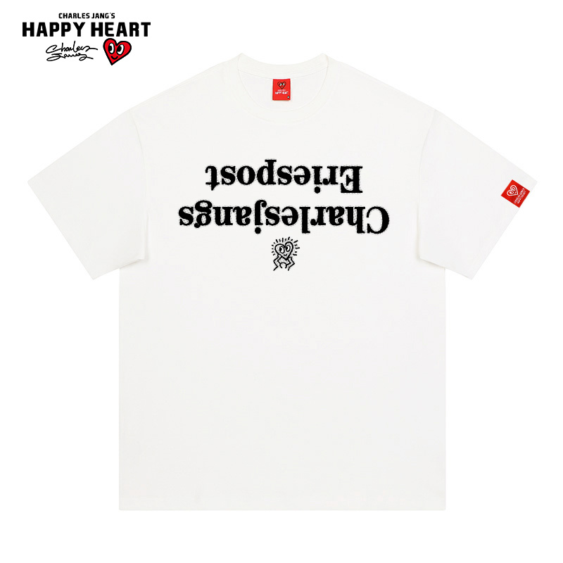 查尔斯桃心翻转字母圆领短袖T恤