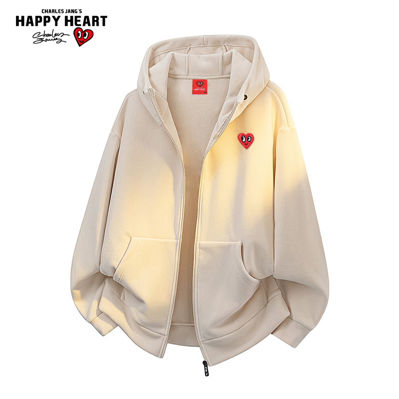 查尔斯桃心开衫卫衣男连帽外套