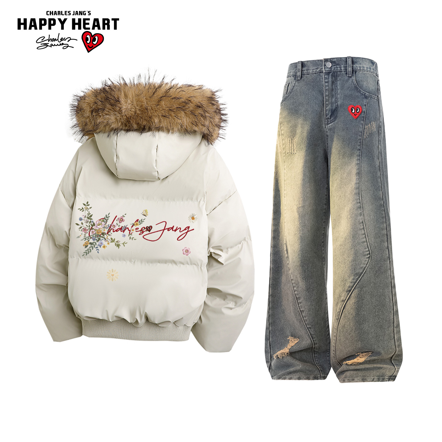 查尔斯桃心休闲套装保暖两件装潮