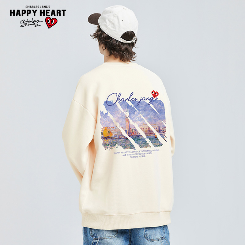 查尔斯桃心无性别连帽卫衣