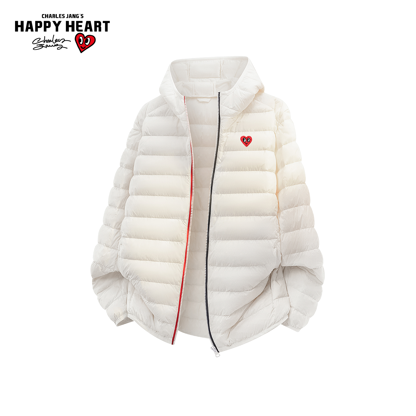 查尔斯桃心简约排骨轻薄羽绒服