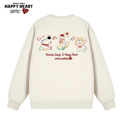 查尔斯桃心 2026年春秋季动漫小狗印花圆领套头长袖卫衣男女同款