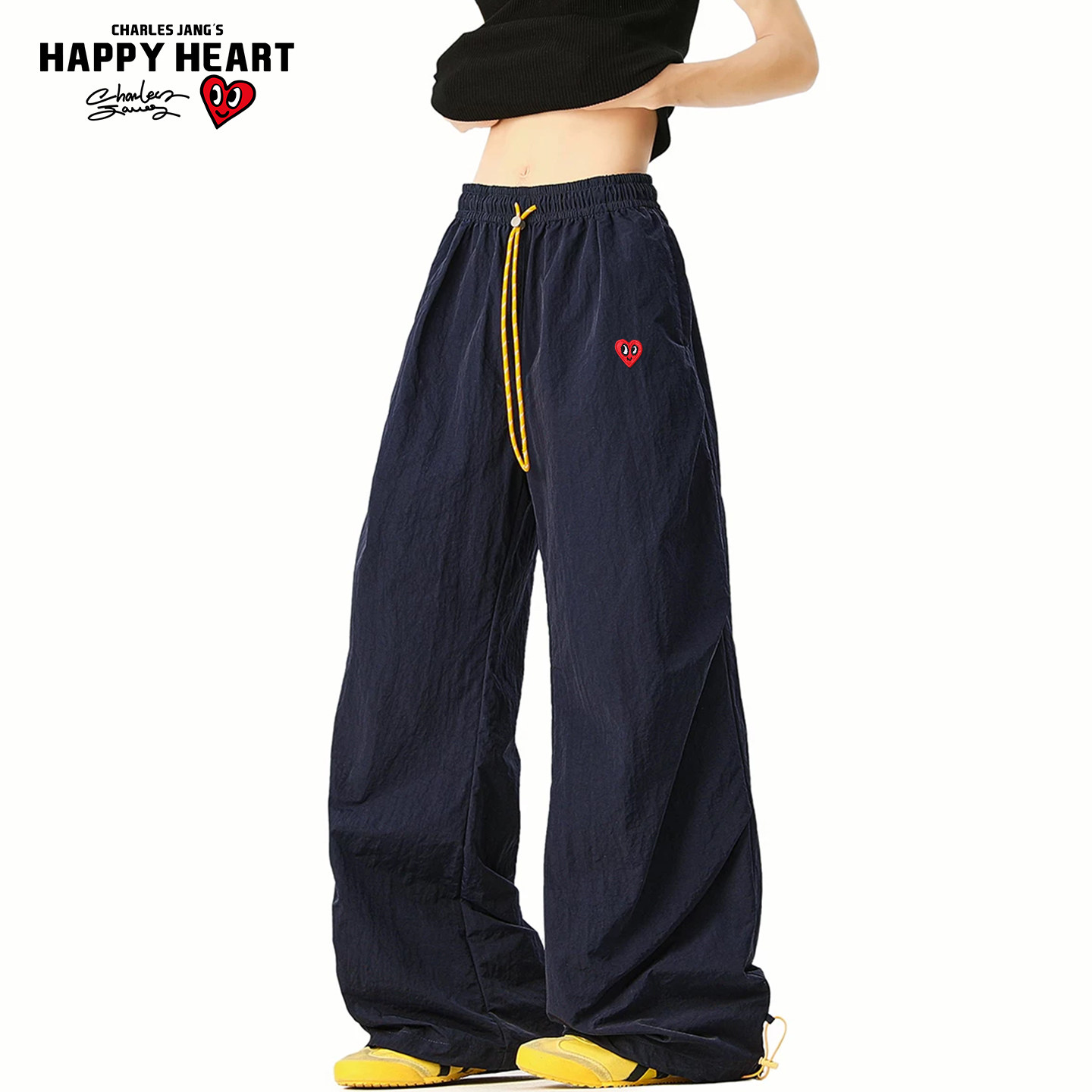 查尔斯桃心户外速干伞兵裤男女春夏薄款宽松直筒阔腿运动休闲裤子