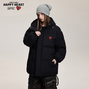 查尔斯桃心 美式棉服男连帽秋冬季防寒潮牌cleanfit加厚情侣棉衣