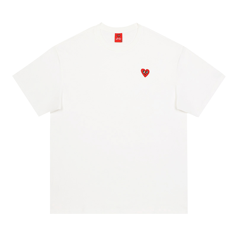 【王楚然同款】查尔斯桃心 美式纯棉重磅新款爱心情侣短袖T恤男女