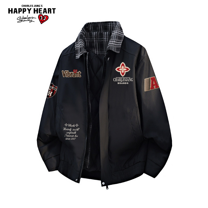 冬季加厚保暖假两件翻领棉服
