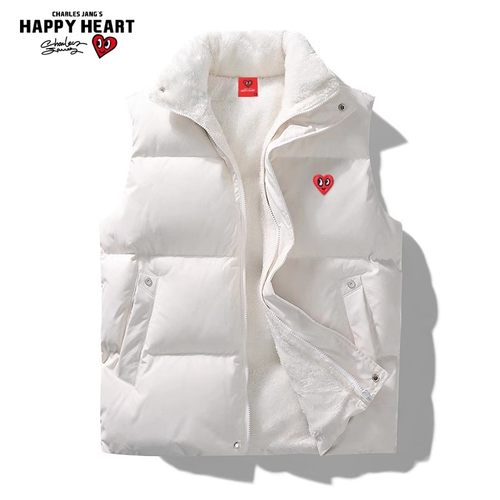 查尔斯桃心羊羔绒棉衣马甲男外套