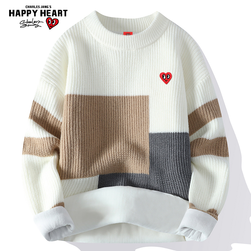 查尔斯桃心爱心圆领毛衣