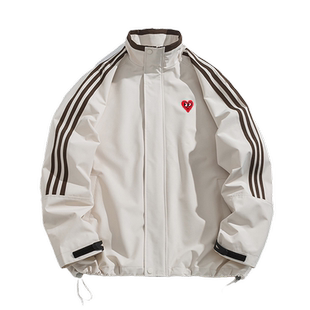 查尔斯桃心 撞色条纹运动夹克男春秋季立领防风防水教练服外套