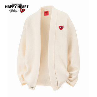 查尔斯桃心 毛衣男春秋季新款cleanfit开衫外套复古懒惰风针织衫