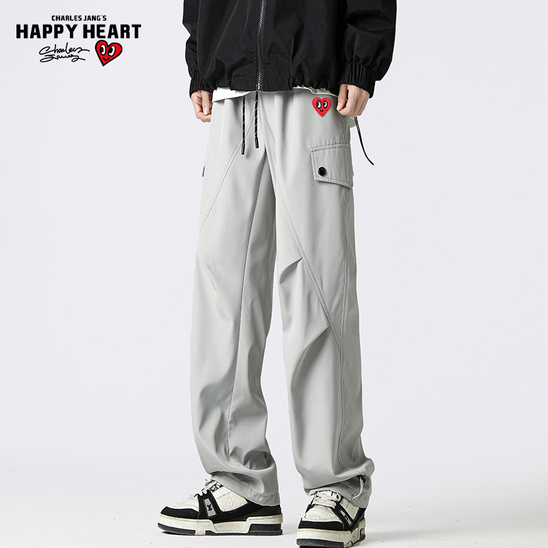 查尔斯桃心美式工装伞兵休闲裤