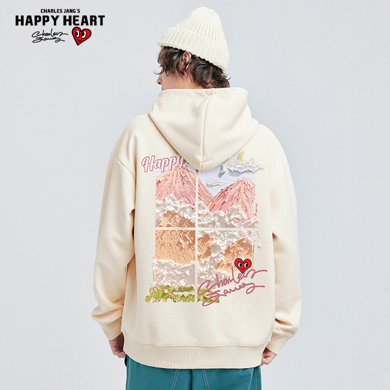 查尔斯桃心 套头卫衣男连帽2025新款爱心刺绣春秋新款无性别外套