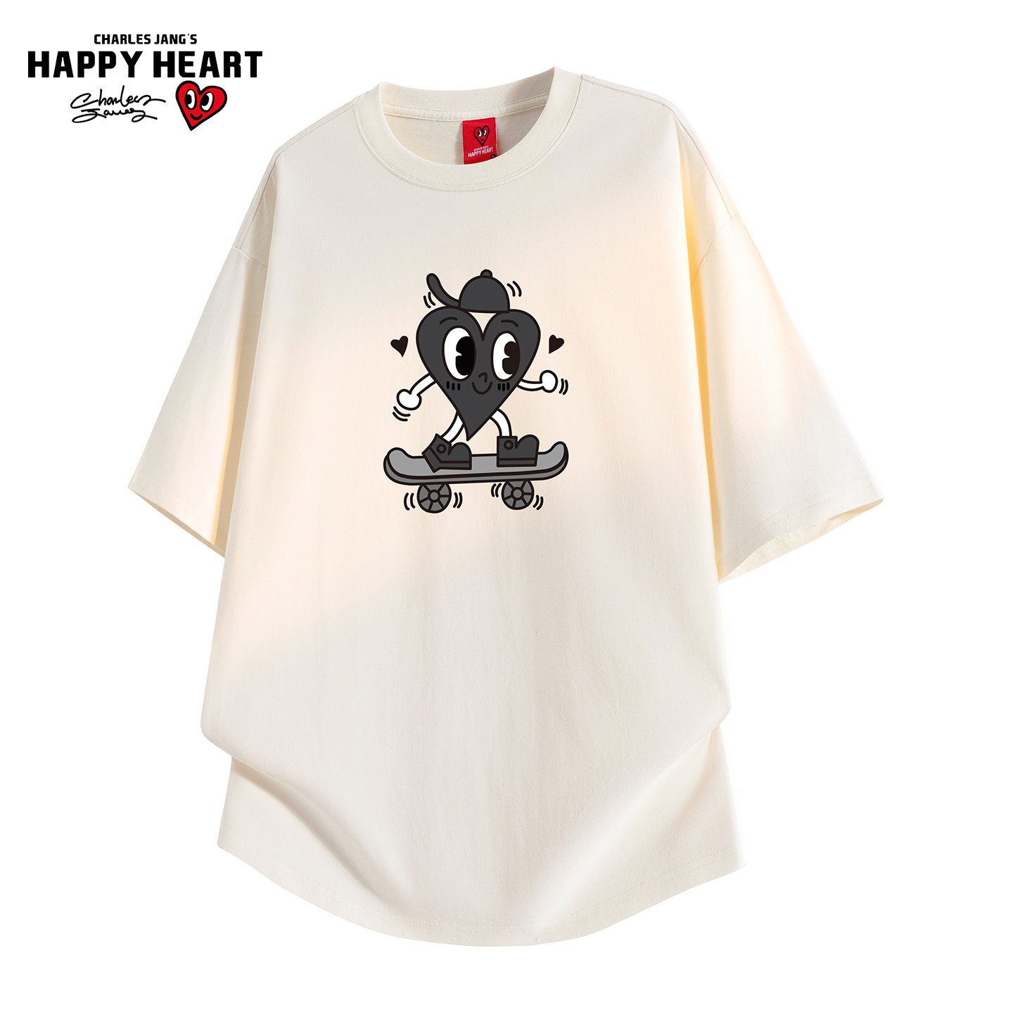 查尔斯桃心纯棉爱心印花短袖t恤男夏季新款百搭情侣潮牌圆领上衣,男装,T恤,淘宝优惠券,粉丝福利购,淘宝优惠卷