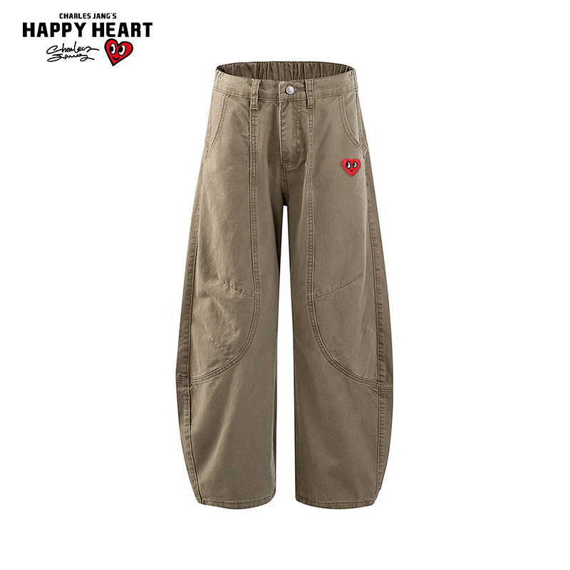 查尔斯桃心美式弯刀裤男女春秋季2026新款宽松休闲直筒工装长裤子