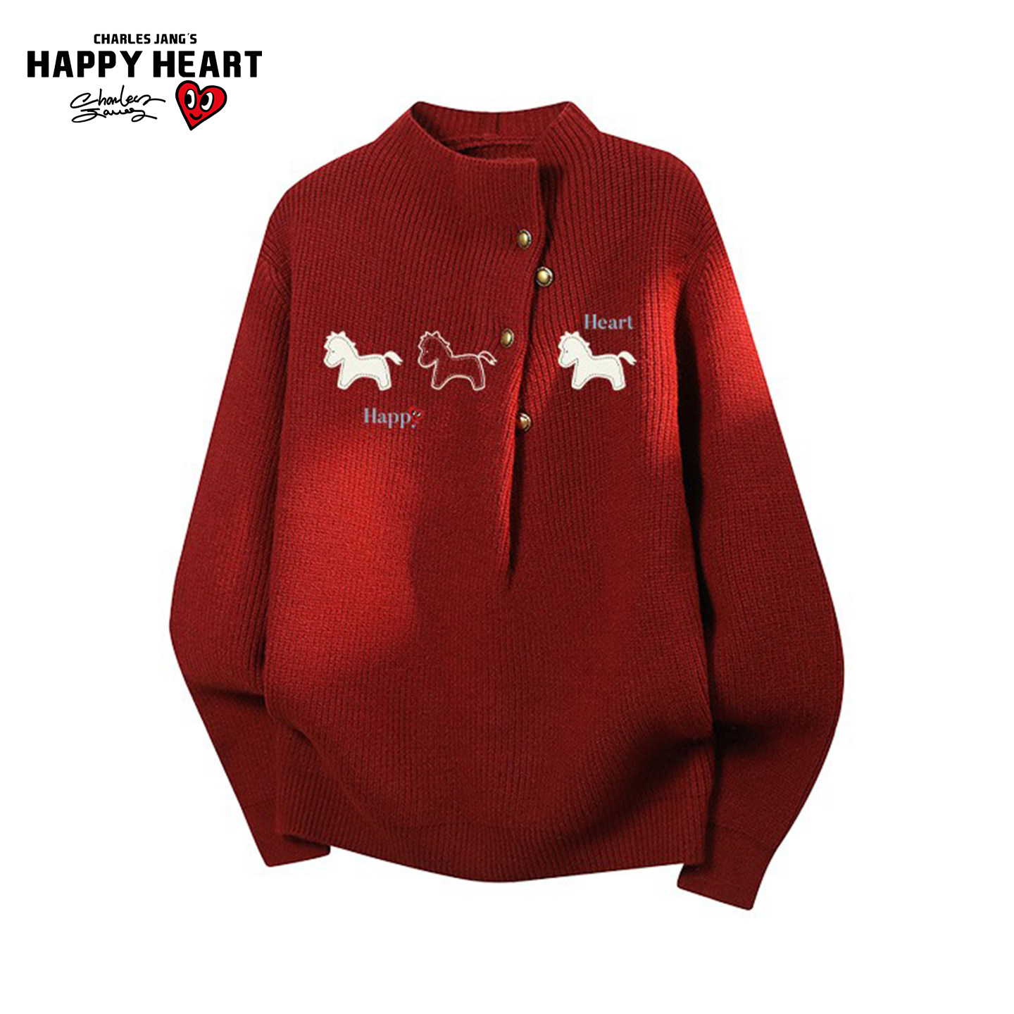 查尔斯桃心新年红色小马毛衣半高领男女冬季百搭潮流保暖针织衫,男装,针织衫/毛衣,淘宝优惠券,粉丝福利购,淘宝优惠卷