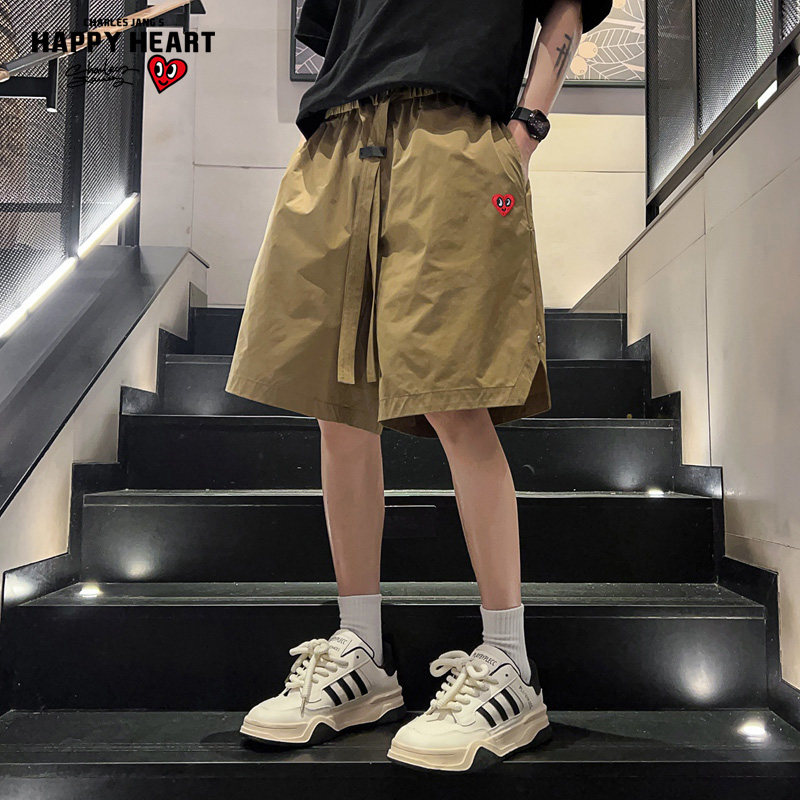 查尔斯桃心 纯色爱心刺绣短裤男夏季潮牌新款五分休闲运动中裤,男装,短裤,淘宝优惠券,粉丝福利购,淘宝优惠卷