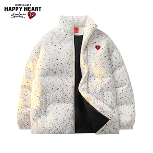 查尔斯桃心棉服男款冬季装2025新款夹棉棉衣男女生情侣装棉袄外套
