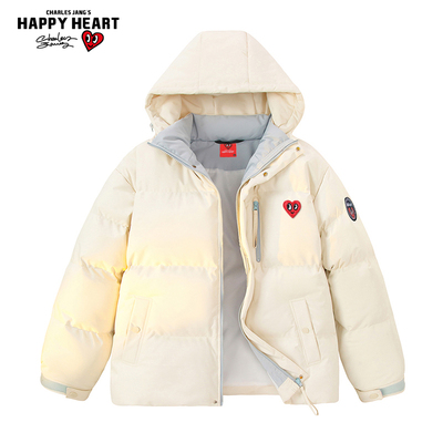 查尔斯桃心加厚保暖连帽棉服外套