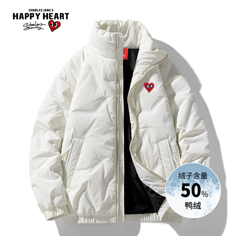 查尔斯桃心钢印设计羽绒服男外套