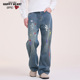 查尔斯桃心牛仔裤 子 宽松裤 泼墨复古水洗涂鸦男女美式 高街直筒时尚