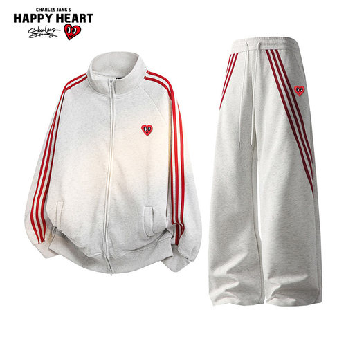 查尔斯桃心卫衣休闲裤运动套装