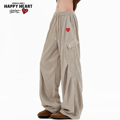 查尔斯桃心 美式垂感弯刀工装裤子男女夏季薄款宽松百搭休闲长裤
