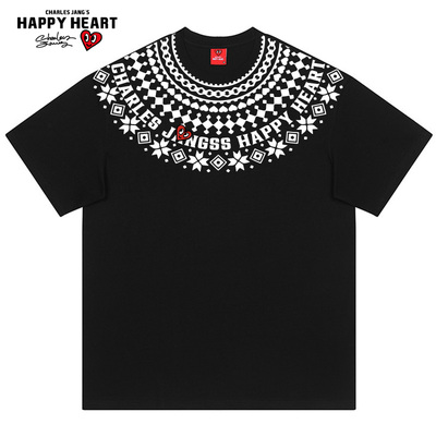 查尔斯桃心费尔岛民族风短袖t恤