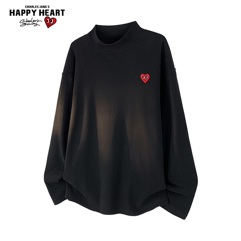 查尔斯桃心德绒半高领长袖T恤男女秋冬季2025新款宽松休闲打底衫,男装,T恤,淘宝优惠券,粉丝福利购,淘宝优惠卷