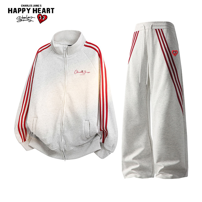 查尔斯桃心开衫卫衣运动套装男