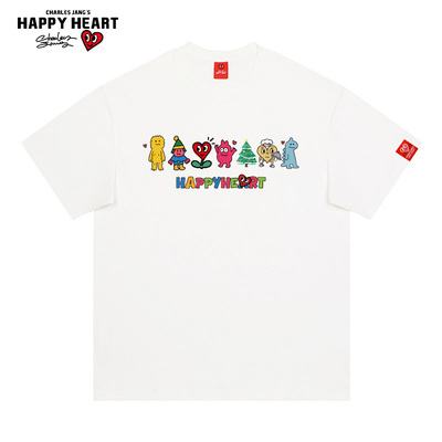 查尔斯桃心纯棉美式卡通短袖T恤