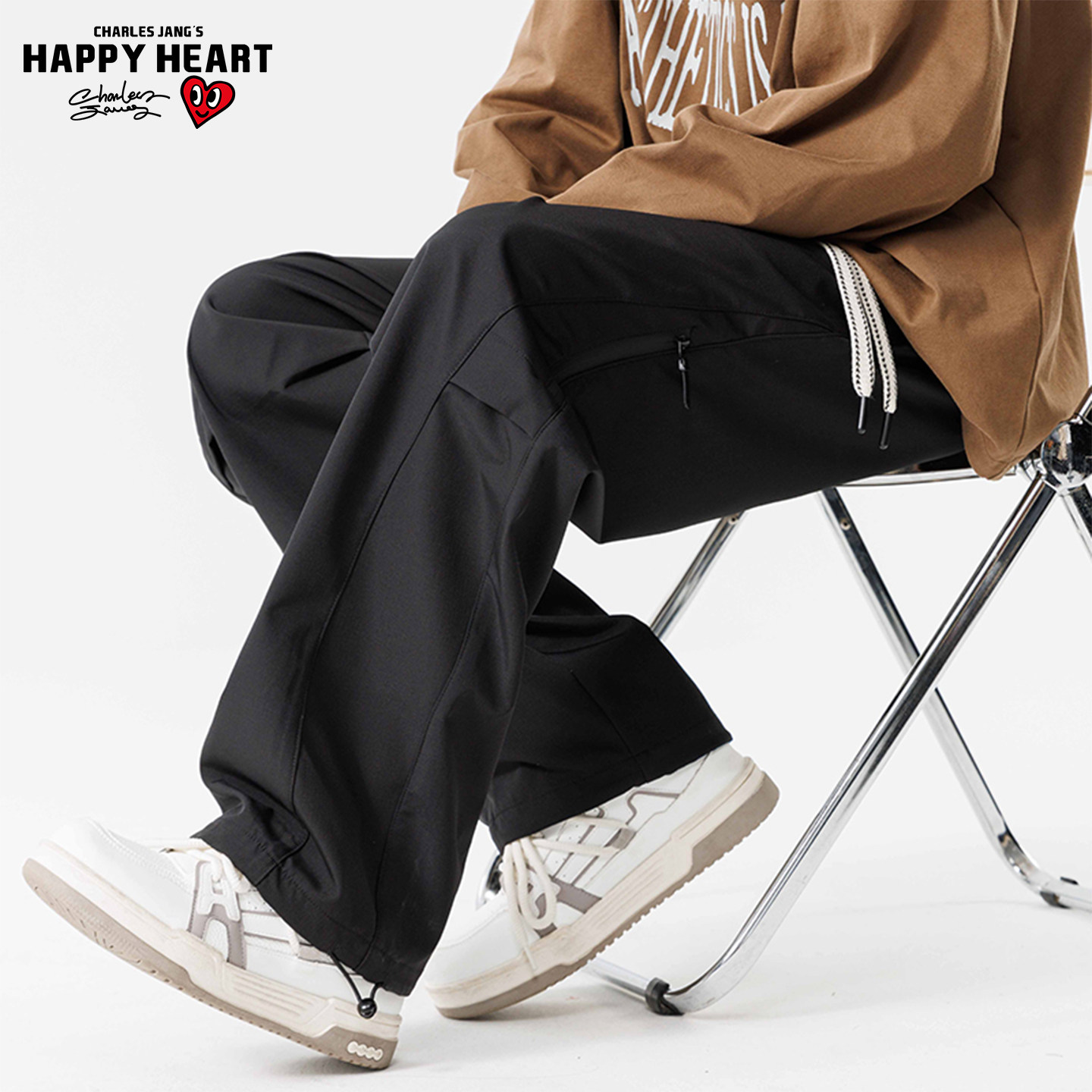 查尔斯桃心户外登山防水冲锋裤男女秋冬加绒加厚直筒工装伞兵长裤