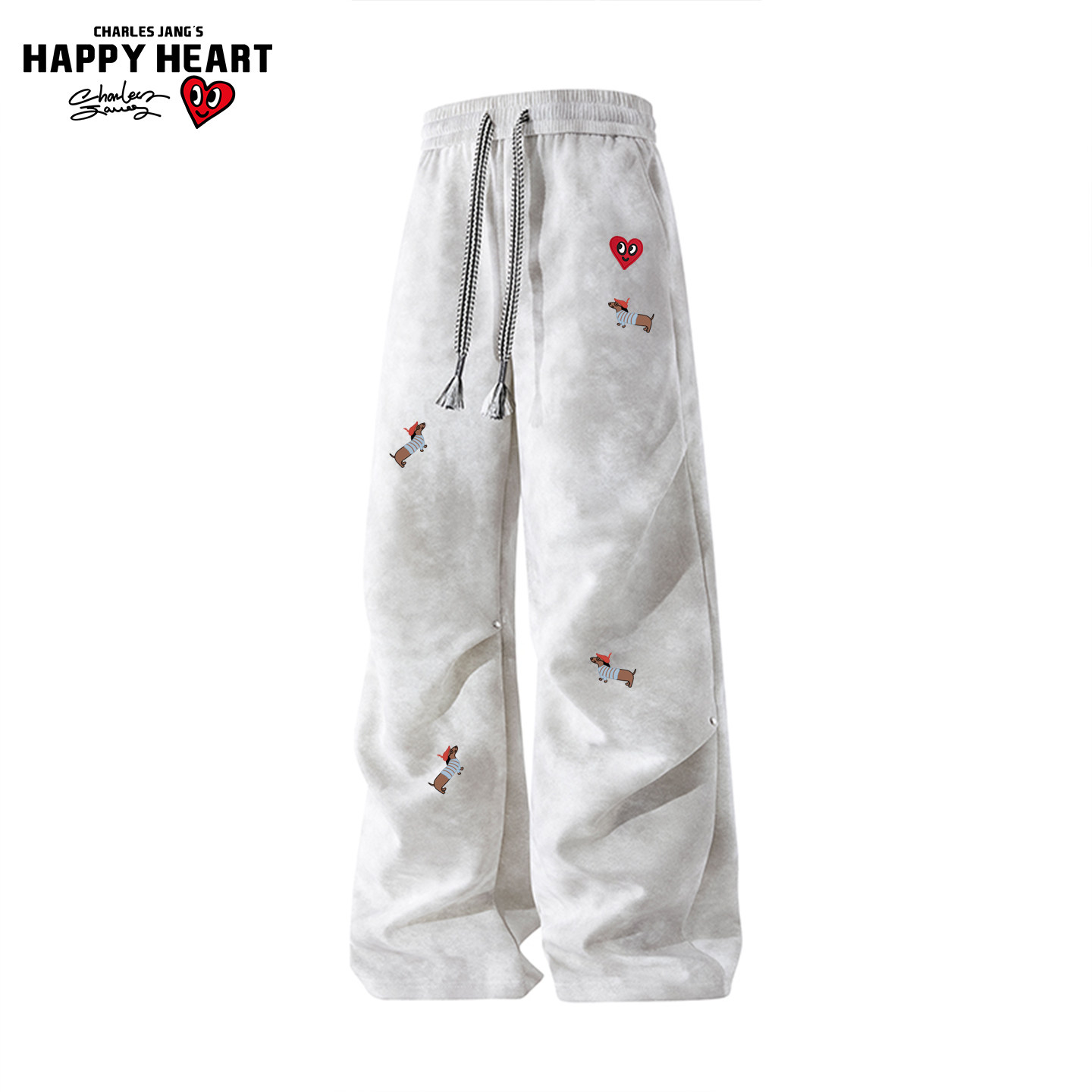 查尔斯桃心 美式扎染休闲卫裤男女春秋季宽松复古腊肠狗运动长裤,男装,休闲裤,淘宝优惠券,粉丝福利购,淘宝优惠卷