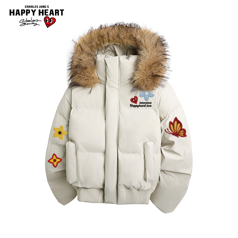 查尔斯桃心连帽棉衣情侣棉服外套