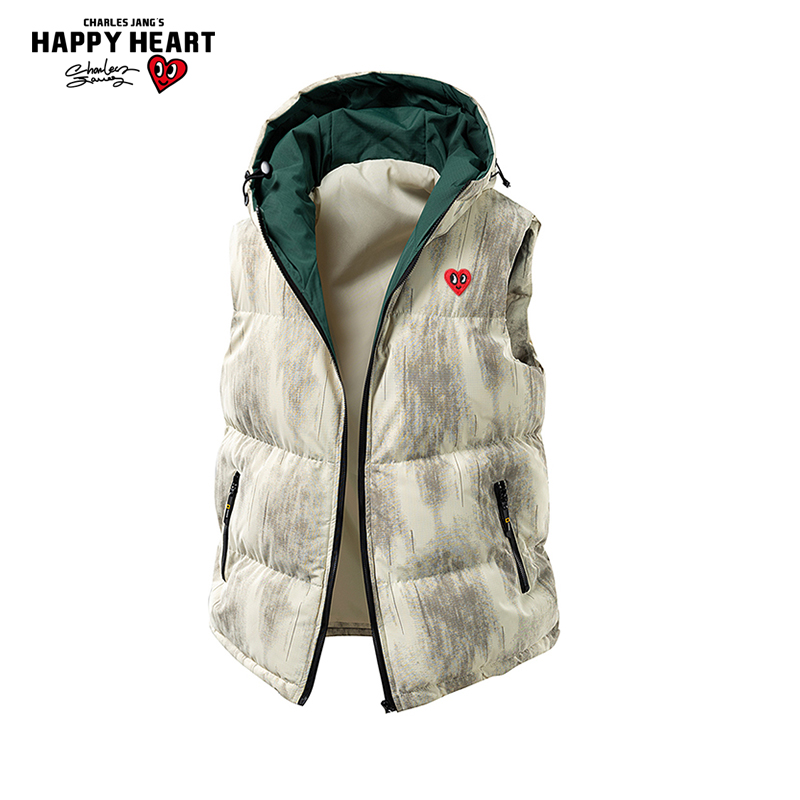 查尔斯桃心连帽无袖棉服男女冬季新款宽松马