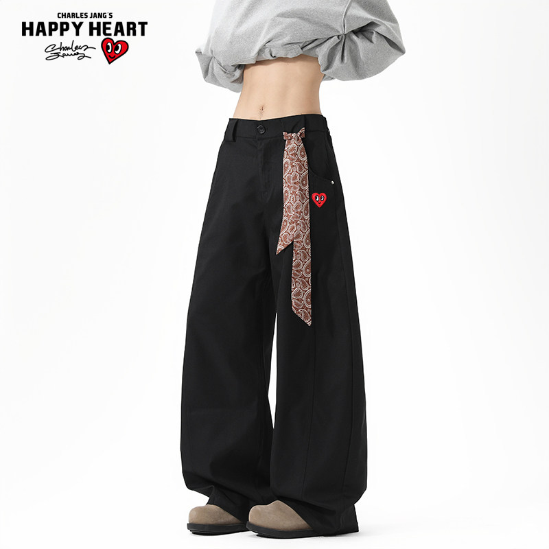 查尔斯桃心cleanfit弯刀西裤男女春秋季新款直筒百搭阔腿休闲长裤