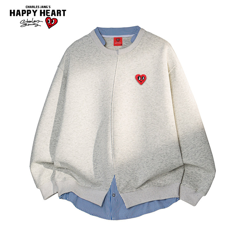 查尔斯桃心美式假两件拼接卫衣男春秋季设计感宽松休闲情侣上衣服,男装,卫衣,淘宝优惠券,粉丝福利购,淘宝优惠卷