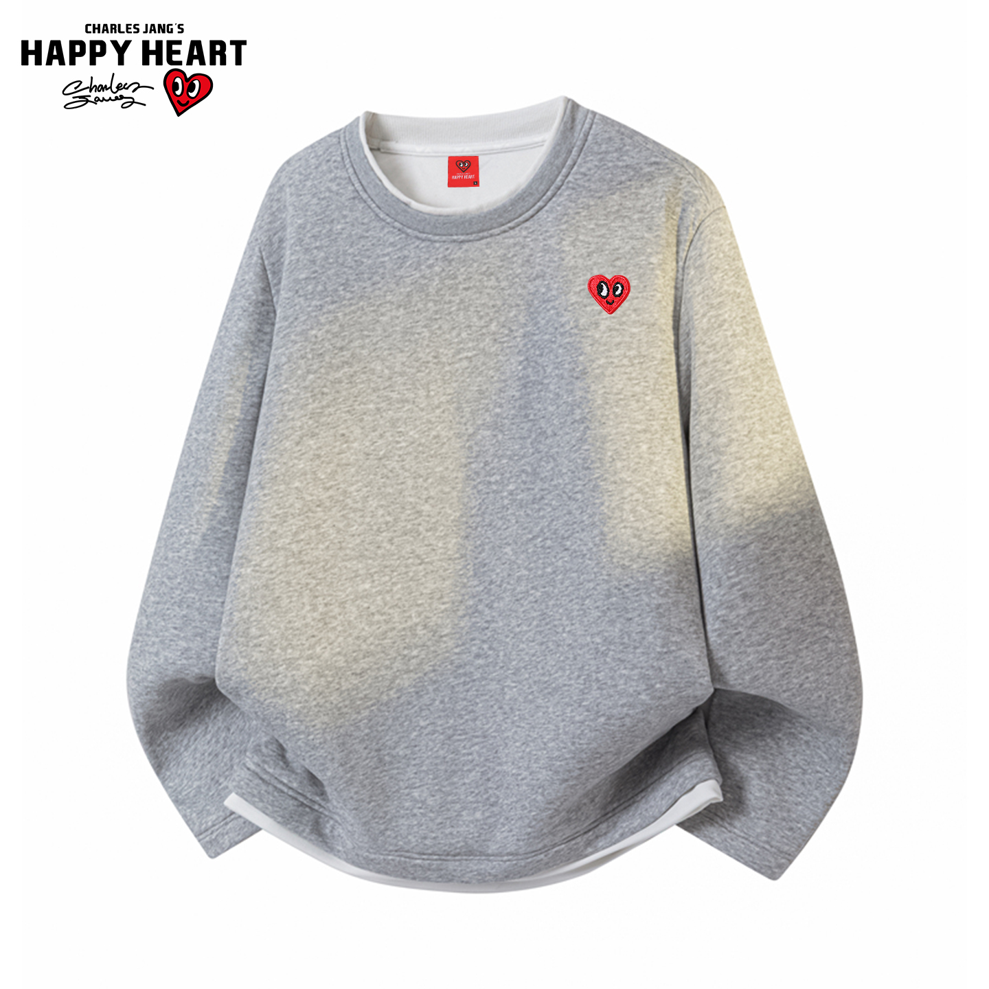 查尔斯桃心90鹅绒假两件羽绒卫衣