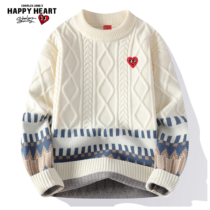 查尔斯桃心爱心圆领毛衣