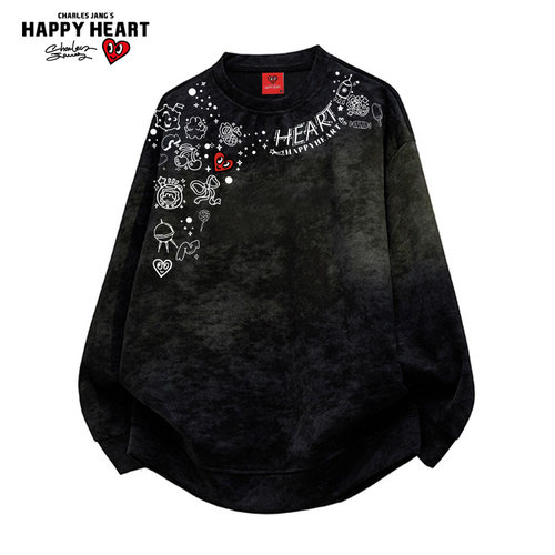 查尔斯桃心图案项链印花卫衣男