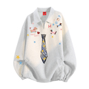 百搭亨利领上衣 潮牌新款 查尔斯桃心美式 小狗领带印花卫衣男秋冬季