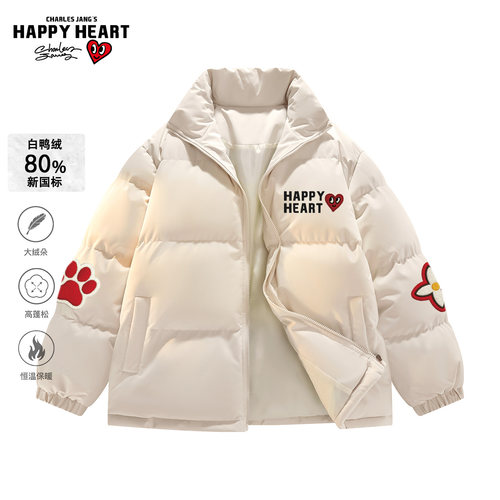 查尔斯桃心立领80白鸭绒羽绒服潮