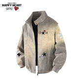 查尔斯桃心美式 机车风立领夹克男女春秋字母印花防风高级感外套