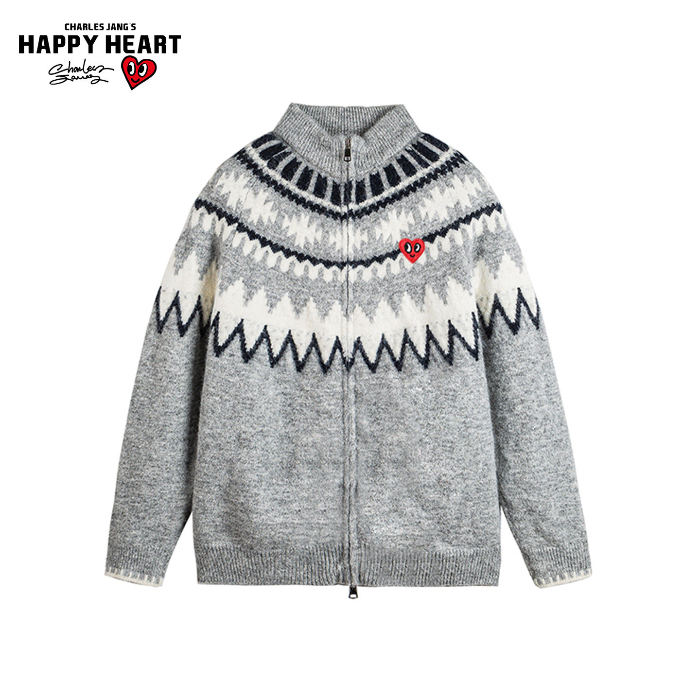 查尔斯桃心美式复古费尔岛立领拉链开衫毛衣男女冬保暖针织衫外套,男装,针织衫/毛衣,淘宝优惠券,粉丝福利购,淘宝优惠卷