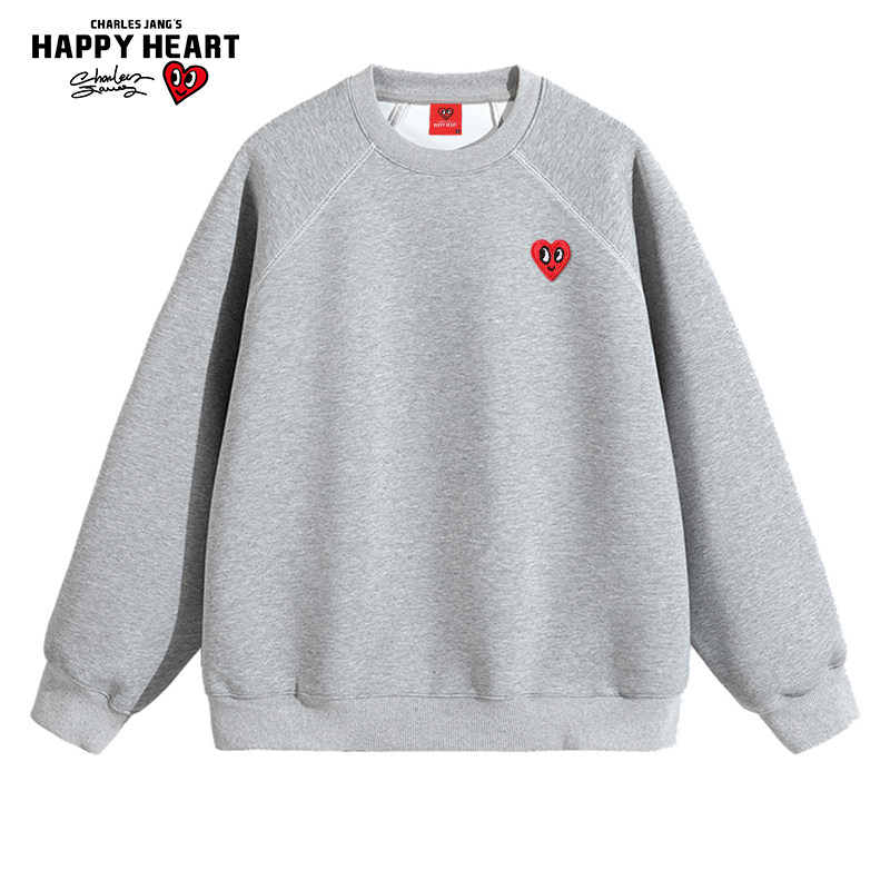 查尔斯桃心 美式圆领卫衣男女春秋季宽松拼接慵懒风情侣休闲打底