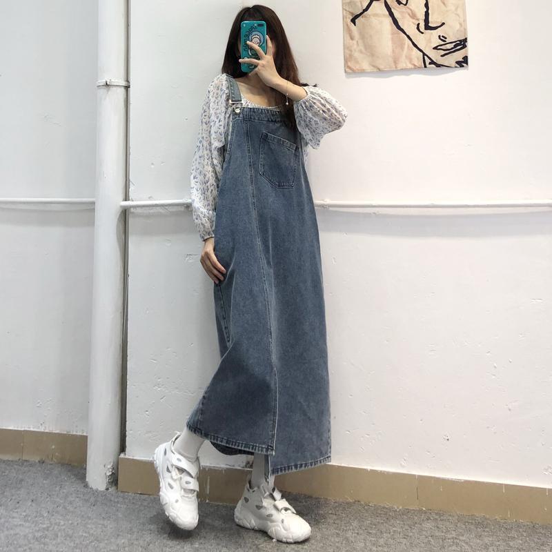 适合胯大腿粗大码牛仔背带裙女2025新款宽松遮肉吊带百搭连衣裙