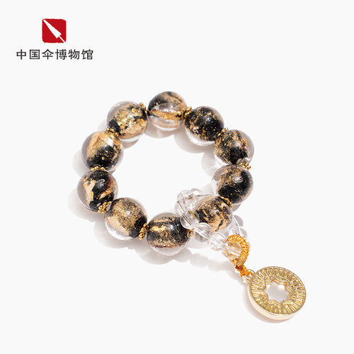 【中国伞博物馆】八角伞系列黑金箔琉璃指捻串文玩绕指柔小手串