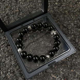 复古做旧男女同款 黑曜石十字花手串手链经典 ranger lone