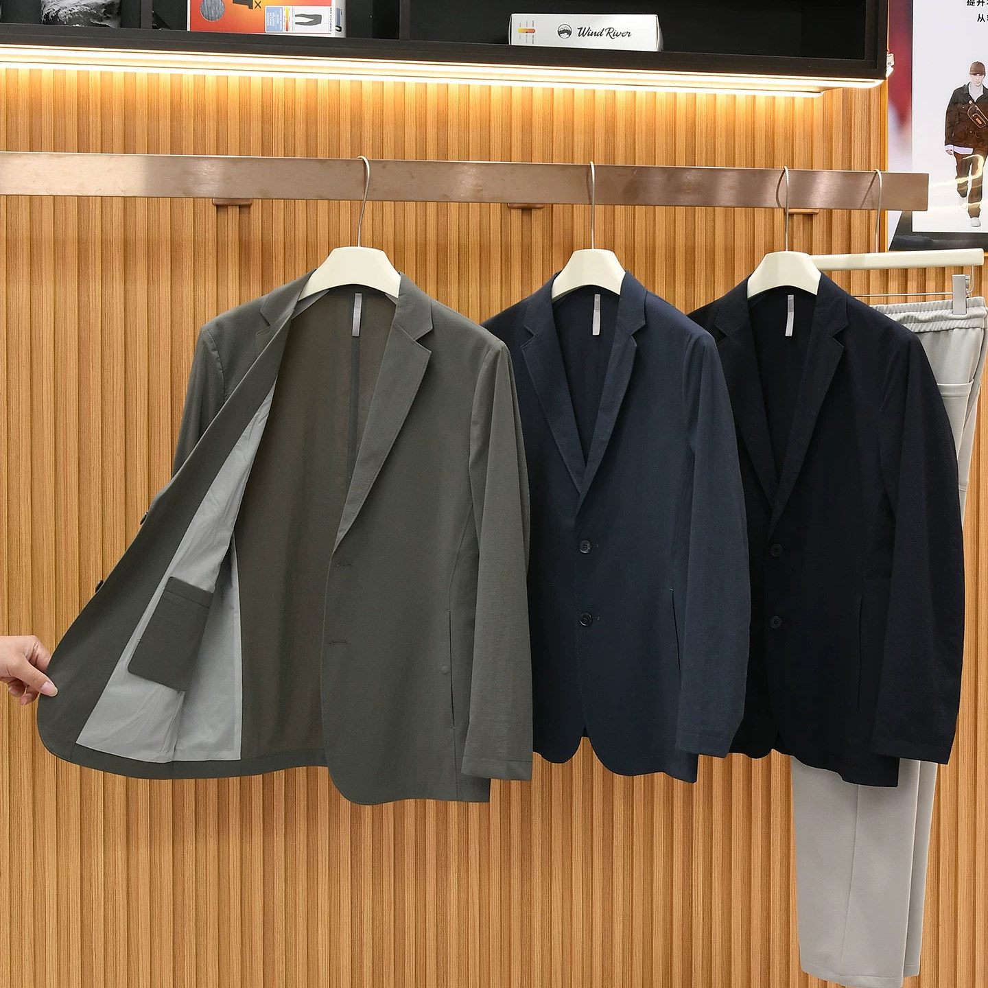 多维弹力速干透气夏季西服外套男