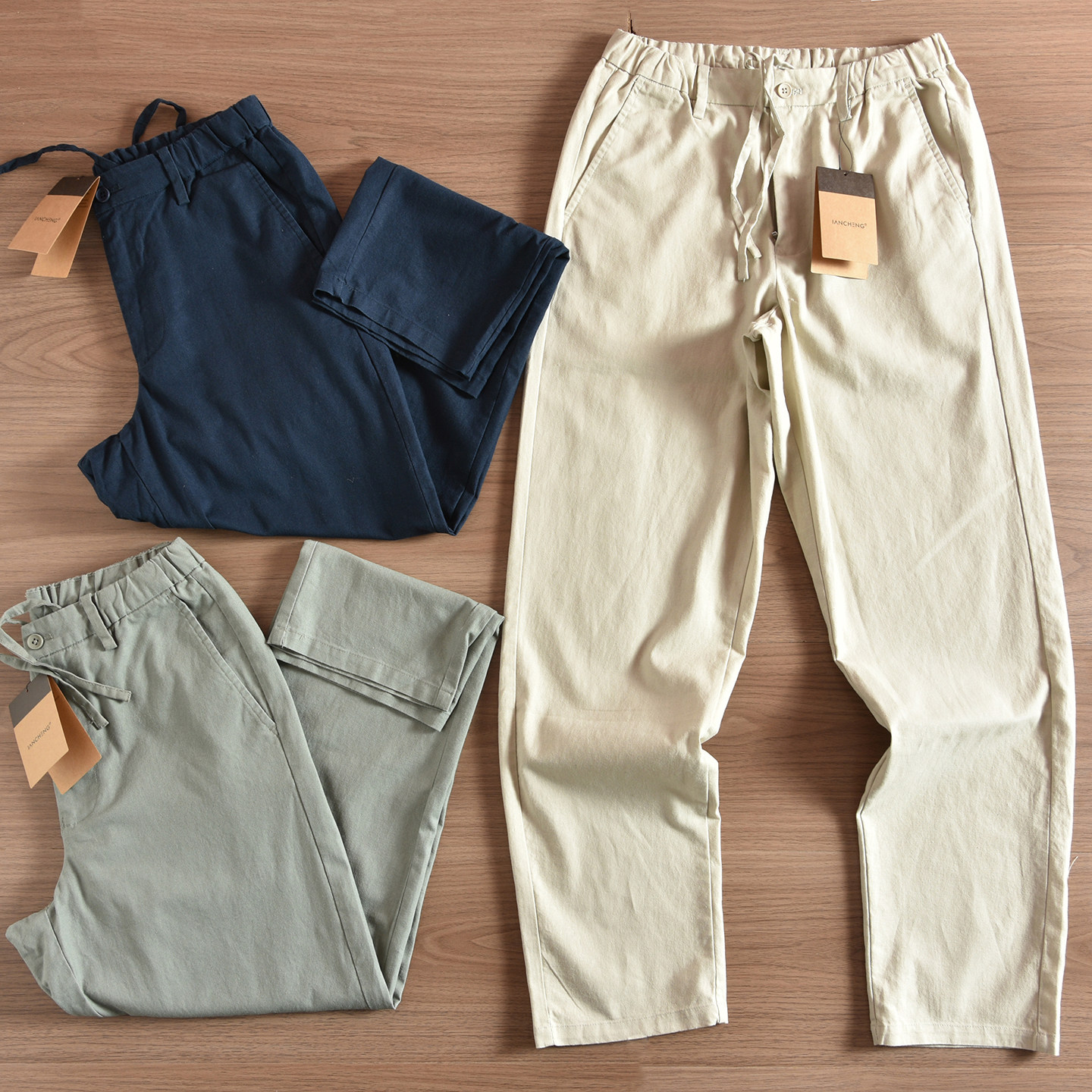 【岛国订单！水洗棉麻！吸湿排汗】男士夏季时尚百搭亲肤休闲长裤