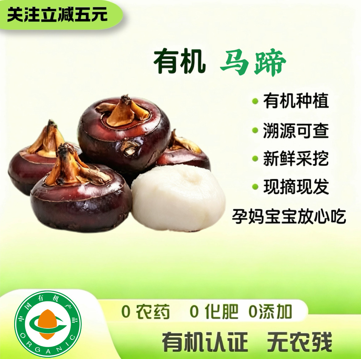 广西荔浦有机马蹄荸荠 有机种植 新鲜时令果蔬 0农残肉厚饱满多汁